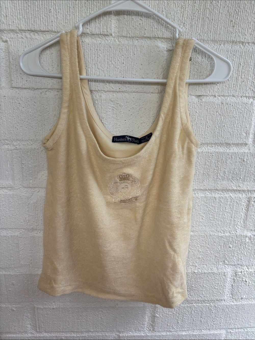 Hunters Run Vintage Terrycloth Cream Scoop Neck Tank sz M